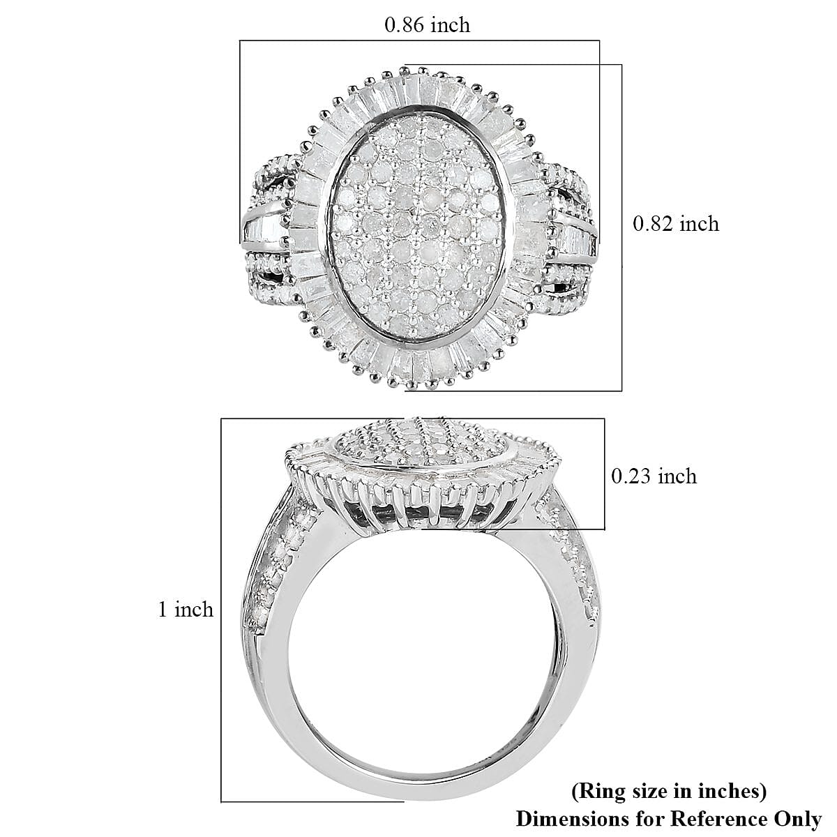 Diamond 2.00 ctw Cocktail Ring in Platinum Over Sterling Silver (Size 6.0)