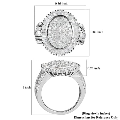 Diamond 2.00 ctw Cocktail Ring in Platinum Over Sterling Silver (Size 6.0)