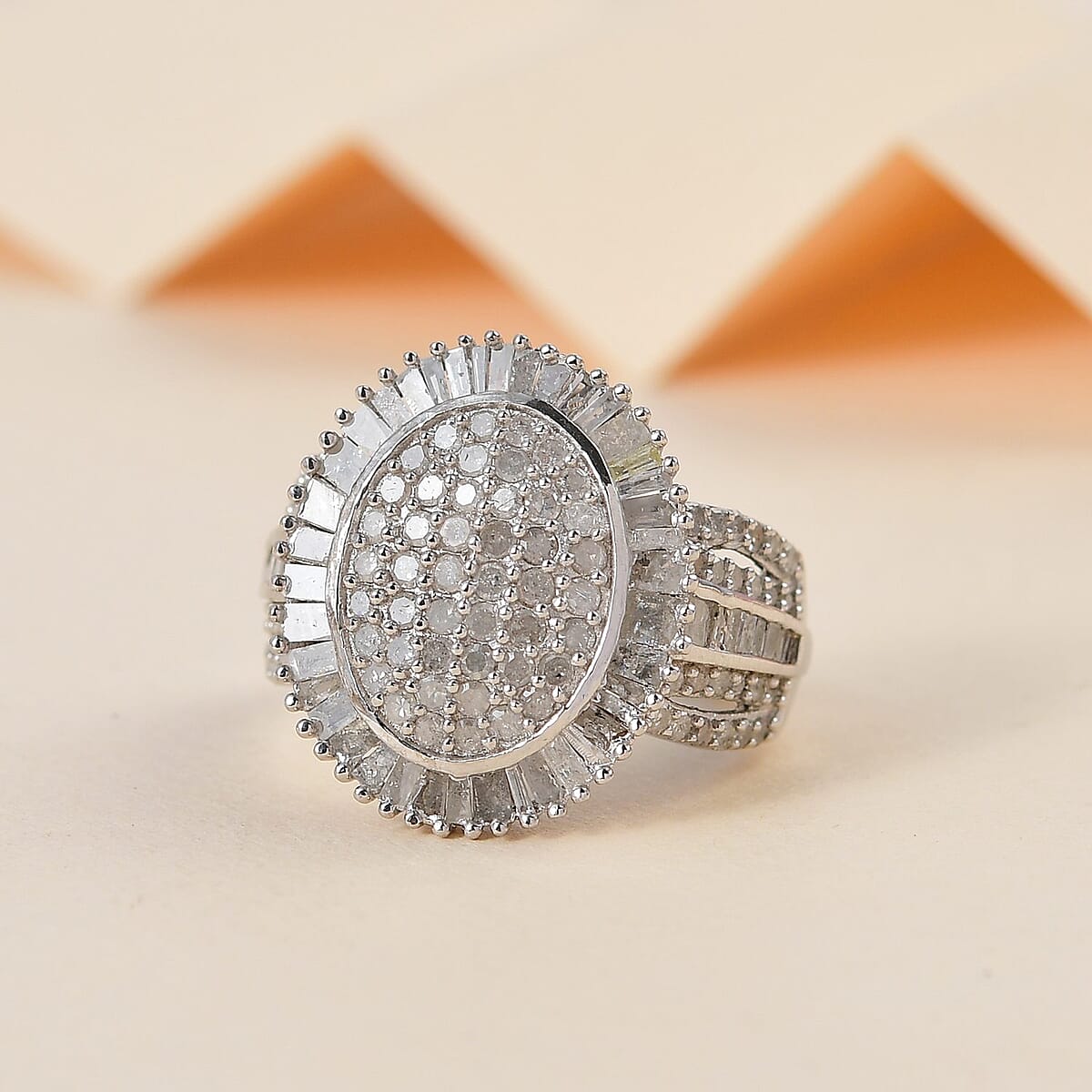 Diamond 2.00 ctw Cocktail Ring in Platinum Over Sterling Silver (Size 8.0) image number 1