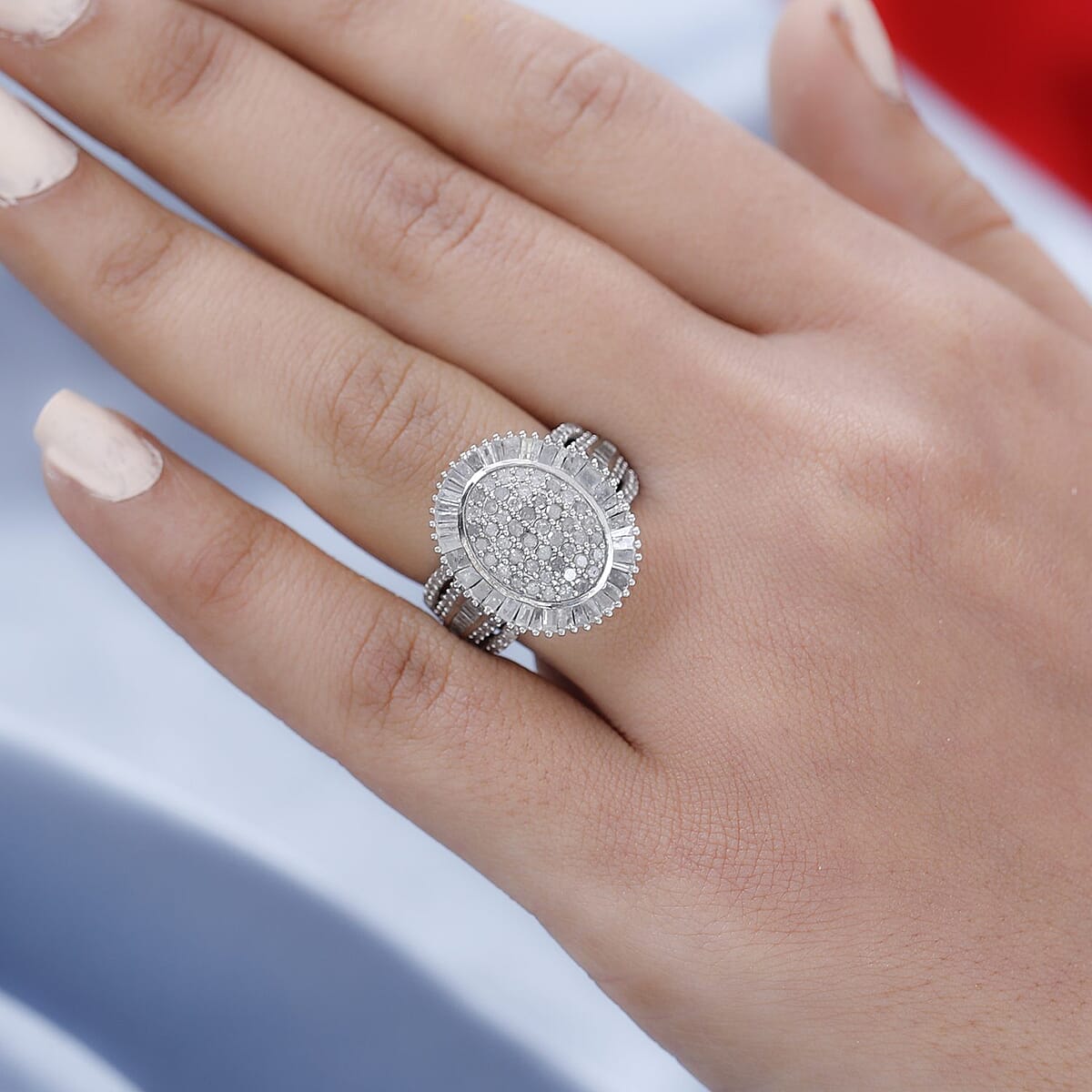 Diamond 2.00 ctw Cocktail Ring in Platinum Over Sterling Silver (Size 8.0) image number 2