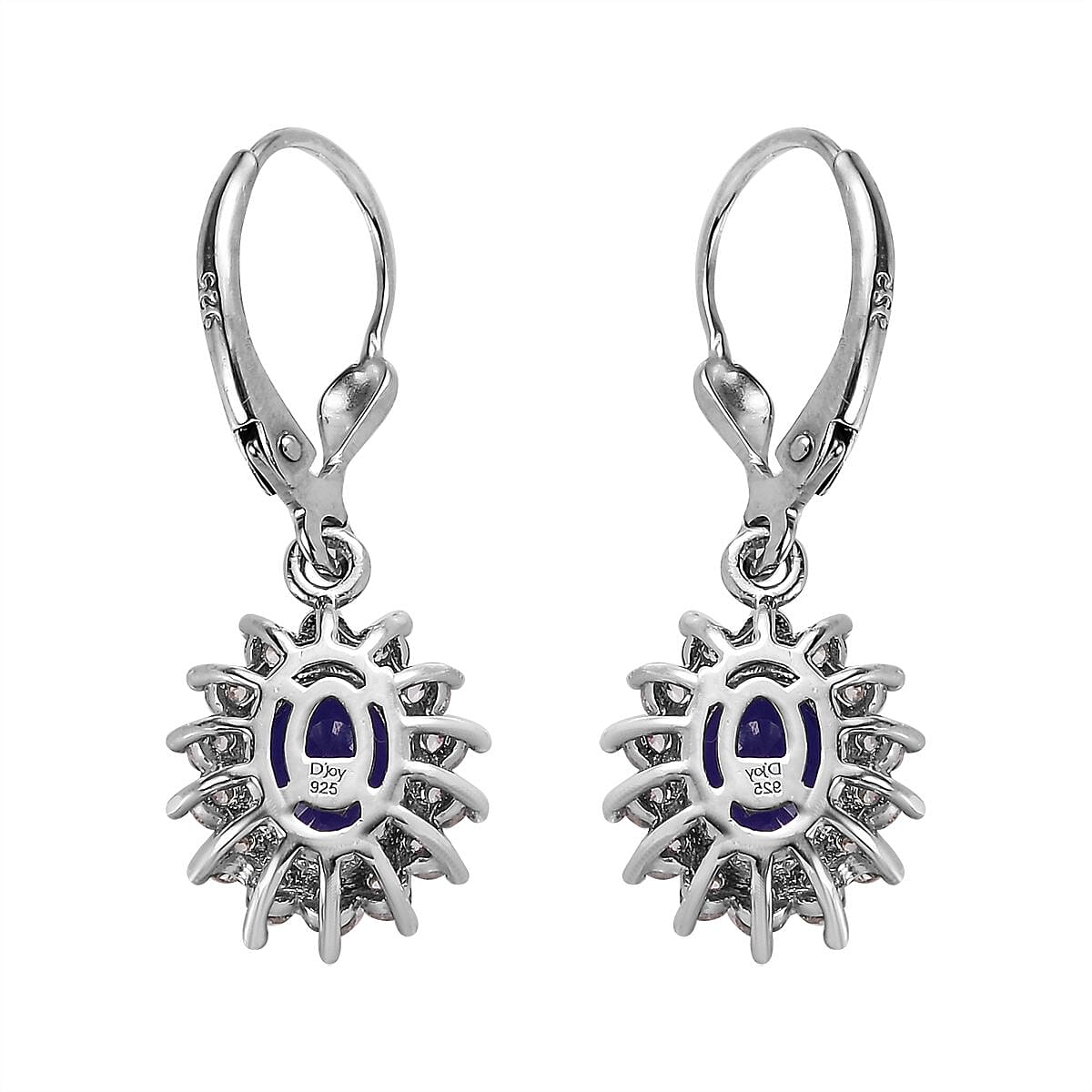 Masoala Sapphire (FF) and Natural White Zircon Sunburst Lever Back Earrings in Platinum Over Sterling Silver 4.65 ctw image number 3