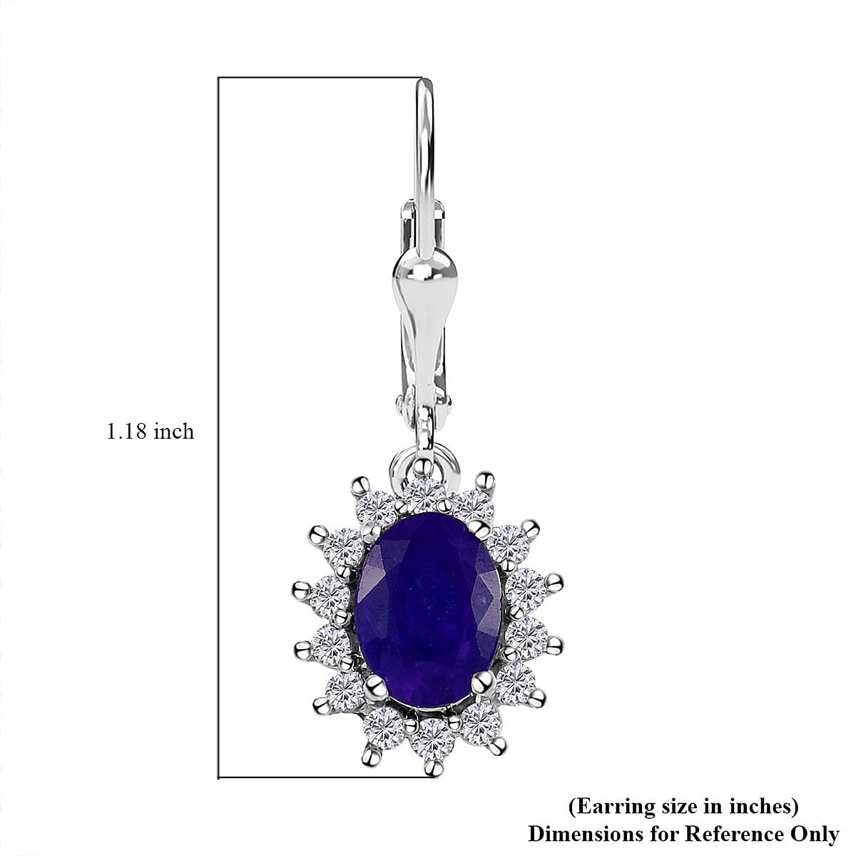 Masoala Sapphire (FF) and Natural White Zircon Sunburst Lever Back Earrings in Platinum Over Sterling Silver 4.65 ctw image number 4