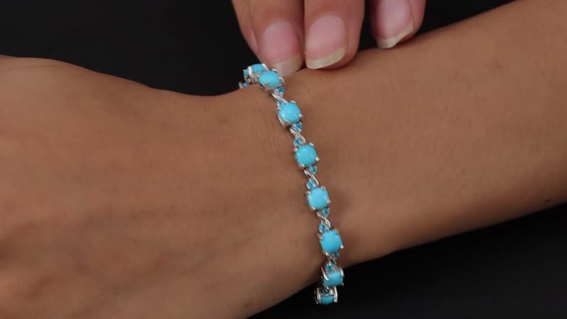 Sleeping Beauty Turquoise and Malgache Neon Apatite Bracelet in Platinum Over Sterling Silver (7.25 In) 10.15 ctw