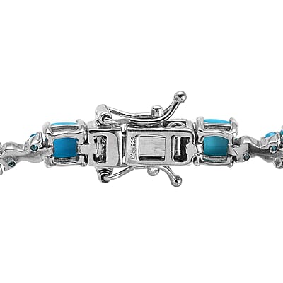 Sleeping Beauty Turquoise and Malgache Neon Apatite Bracelet in Platinum Over Sterling Silver (7.25 In) 10.15 ctw