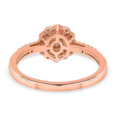 Natural Pink and White Diamond 0.25 ctw Ring in Vermeil RG Over Sterling Silver, Floral Engagement Rings For Women, Promise Rings (Size10.0)