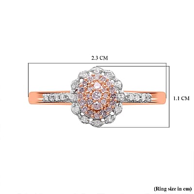 Natural Pink and White Diamond 0.25 ctw Ring in Vermeil RG Over Sterling Silver, Floral Engagement Rings For Women, Promise Rings (Size10.0)