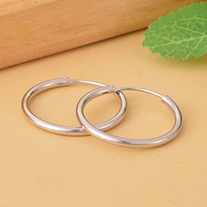 Rhodium Over Sterling Silver Bold Hoop Earrings 2.10 Grams