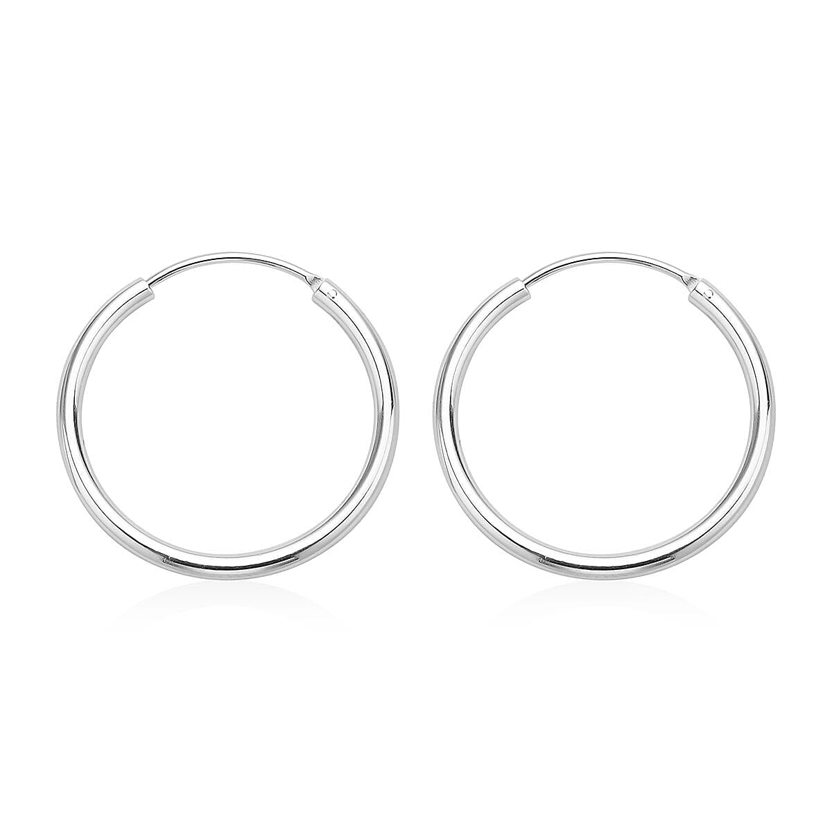 Rhodium Over Sterling Silver Bold Hoop Earrings 2.10 Grams image number 3