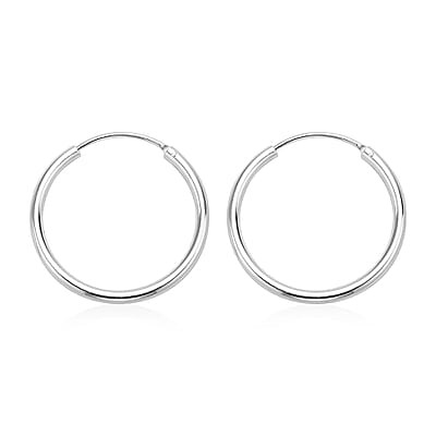 Rhodium Over Sterling Silver Bold Hoop Earrings 2.10 Grams