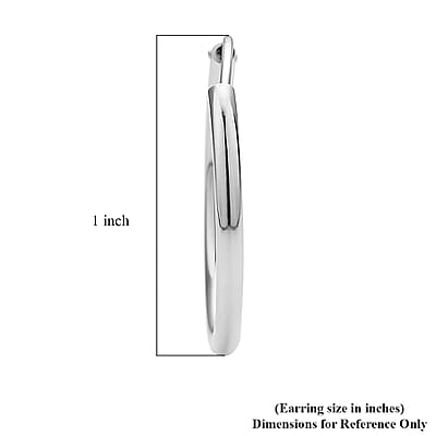 Rhodium Over Sterling Silver Bold Hoop Earrings 2.10 Grams