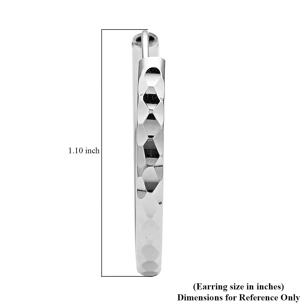 Rhodium Over Sterling Silver Hammered Metal Texture Hoop Earrings 2.75 Grams image number 4