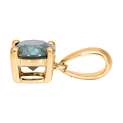 Luxoro 10K Yellow Gold Green Diamond Solitaire Pendant 1.00 ctw
