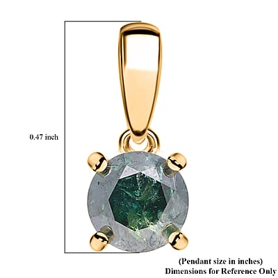 Luxoro 10K Yellow Gold Green Diamond Solitaire Pendant 1.00 ctw