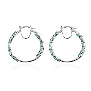 Premium Ethiopian Emerald Inside Out Hoop Earrings in Platinum Over Sterling Silver 3.65 ctw
