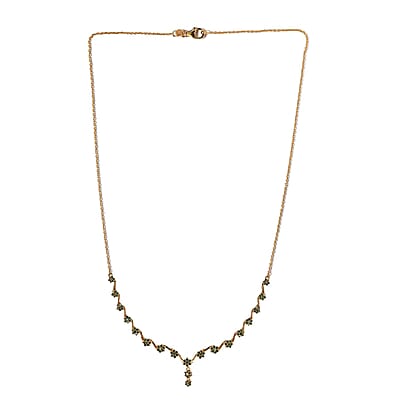 Green Diamond Necklace 20 Inches in Vermeil Yellow Gold Over Sterling Silver 1.00 ctw