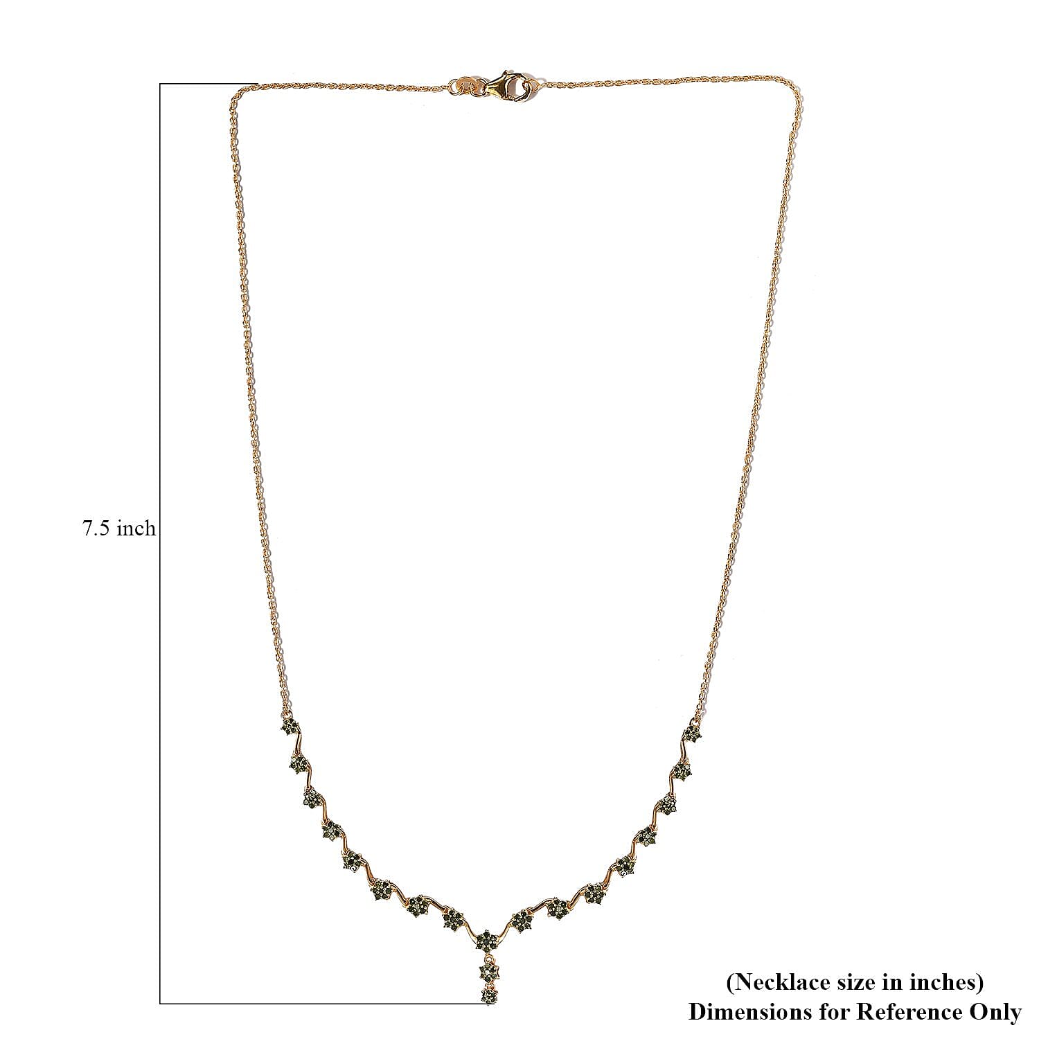 Green Diamond Necklace 20 Inches in Vermeil Yellow Gold Over Sterling Silver 1.00 ctw
