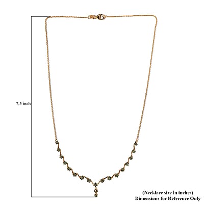 Green Diamond Necklace 20 Inches in Vermeil Yellow Gold Over Sterling Silver 1.00 ctw