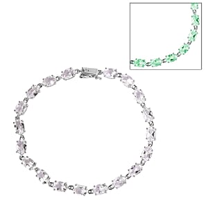Luxoro 10K White Gold Premium Mexican Hyalite Opal Bracelet (6.50 In) with Free UV Flash Light 7.15 ctw