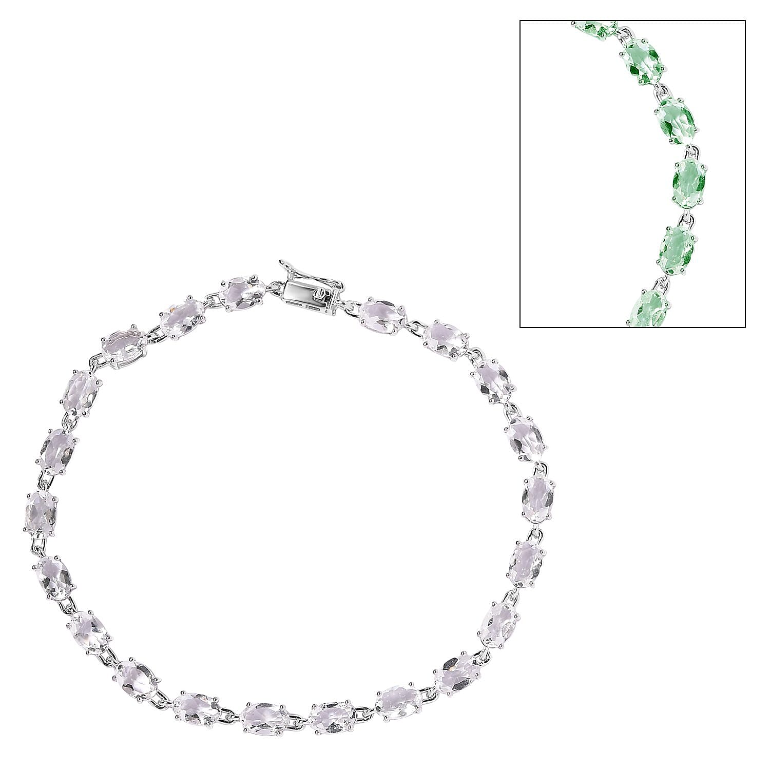 LUXORO 10K White Gold Premium Mexican Hyalite Opal Bracelet (8.00 In) (3.60 g) 8.15 ctw