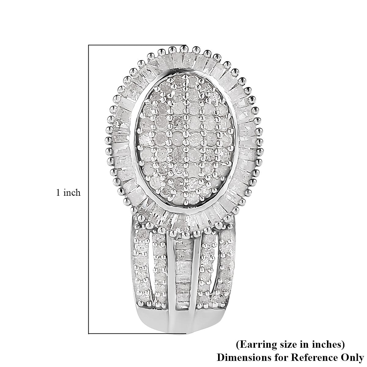 Diamond J-Hoop Earrings in Platinum Over Sterling Silver 7 Grams 2.00 ctw image number 4