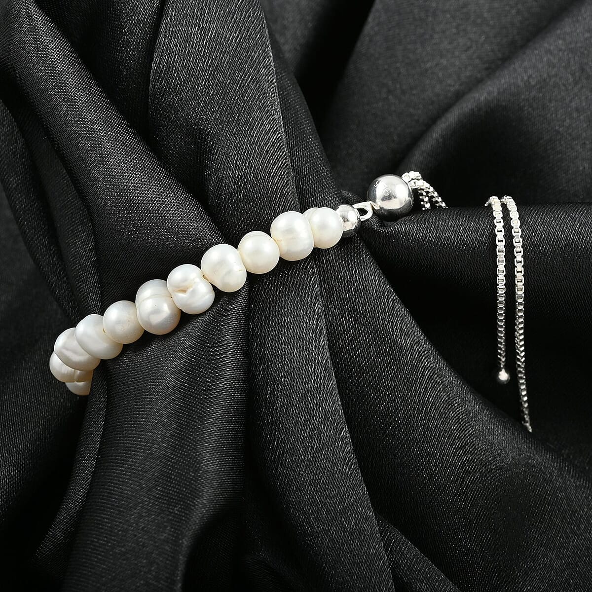 Freshwater Pearl Bolo Bracelet in Sterling Silver image number 1