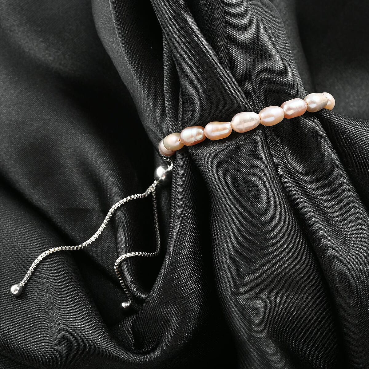 Pink Freshwater Pearl Bolo Bracelet in Sterling Silver image number 1