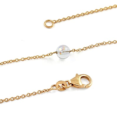 Austrian Crystal Station Necklace 20 Inches in 14K Yellow Gold Over Sterling Silver