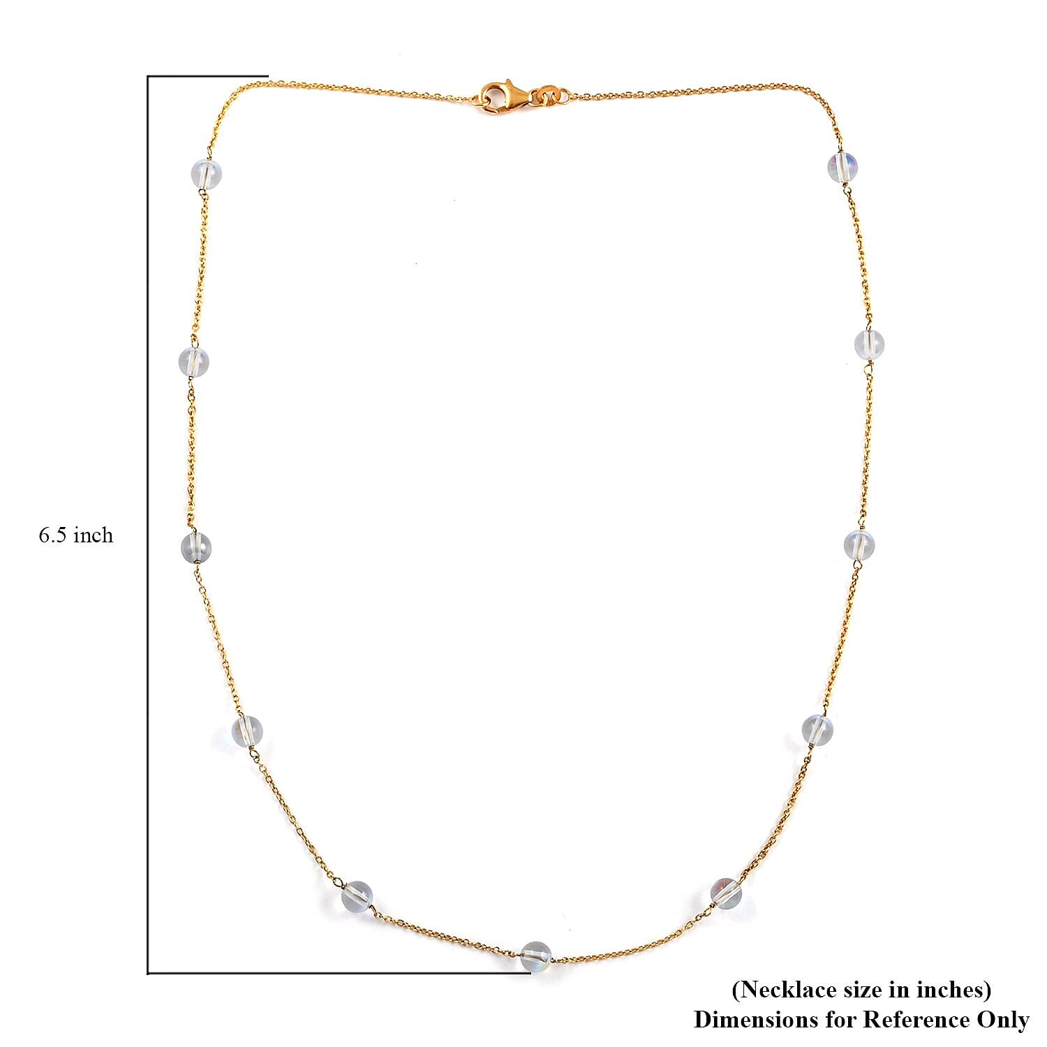Austrian Crystal Station Necklace 20 Inches in 14K Yellow Gold Over Sterling Silver