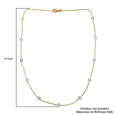 Austrian Crystal Station Necklace 20 Inches in 14K Yellow Gold Over Sterling Silver
