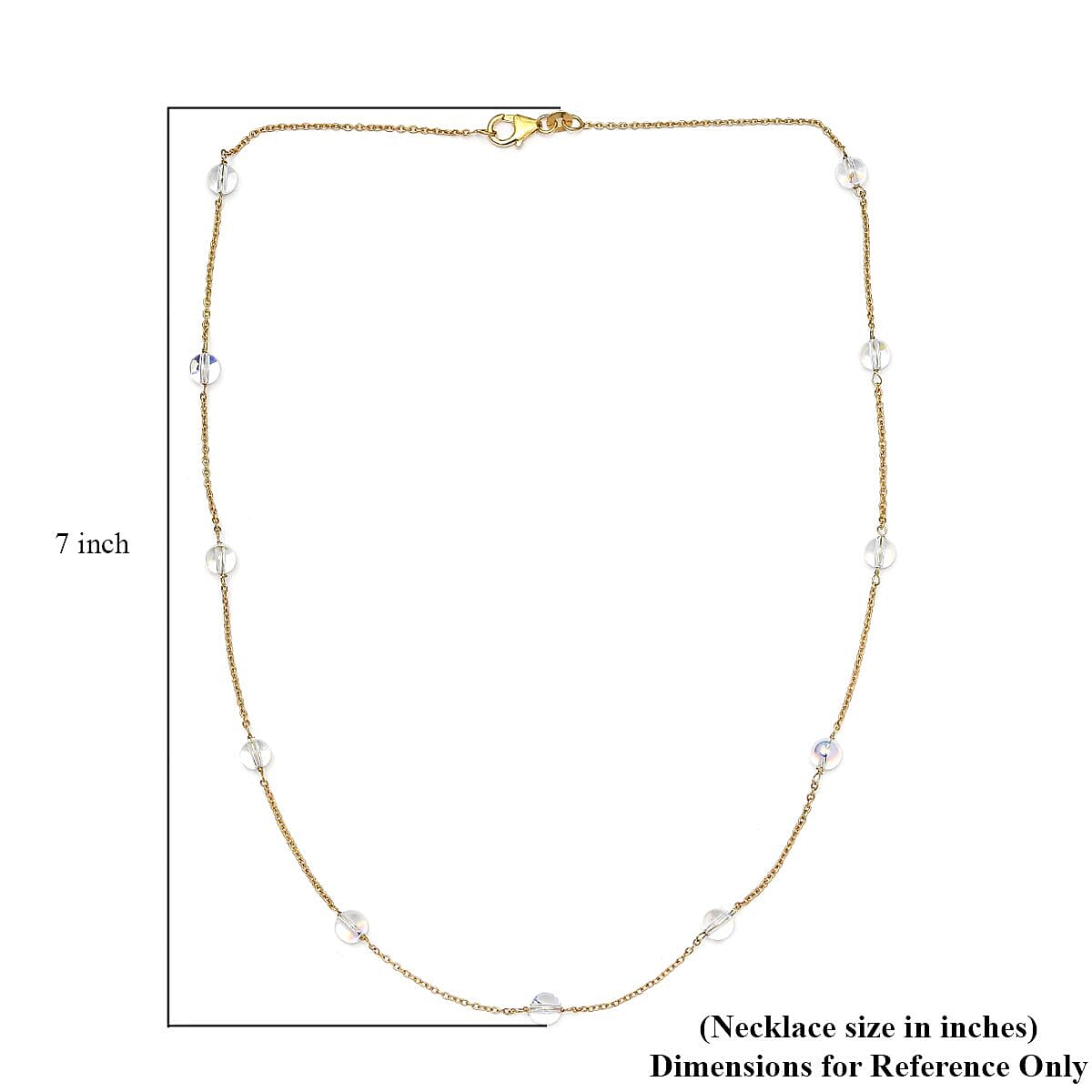 Austrian Crystal Station Necklace 20 Inches in 14K Yellow Gold Over Sterling Silver