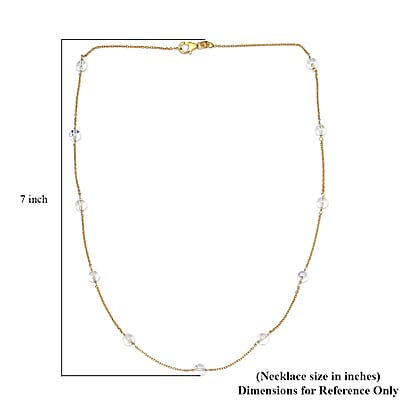 Austrian Crystal Station Necklace 20 Inches in 14K Yellow Gold Over Sterling Silver
