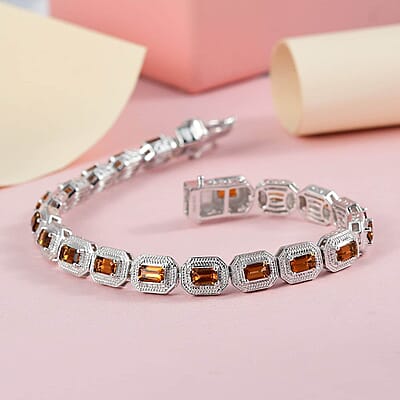 Premium Tanzanian Golden Tourmaline Bracelet, Platinum Over Sterling Silver Bracelet, Tourmaline Bracelet, Birthday Gifts For Her (7.25 In) 5.40 ctw