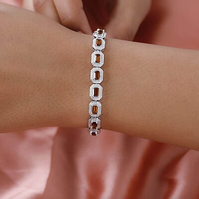 Premium Tanzanian Golden Tourmaline Bracelet, Platinum Over Sterling Silver Bracelet, Tourmaline Bracelet, Birthday Gifts For Her (7.25 In) 5.40 ctw