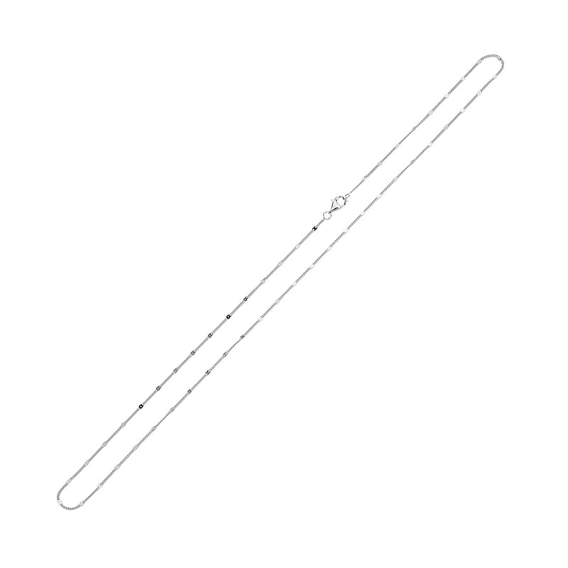 Rhodium Over Sterling Silver Curb Chain 20 Inches 2 Grams