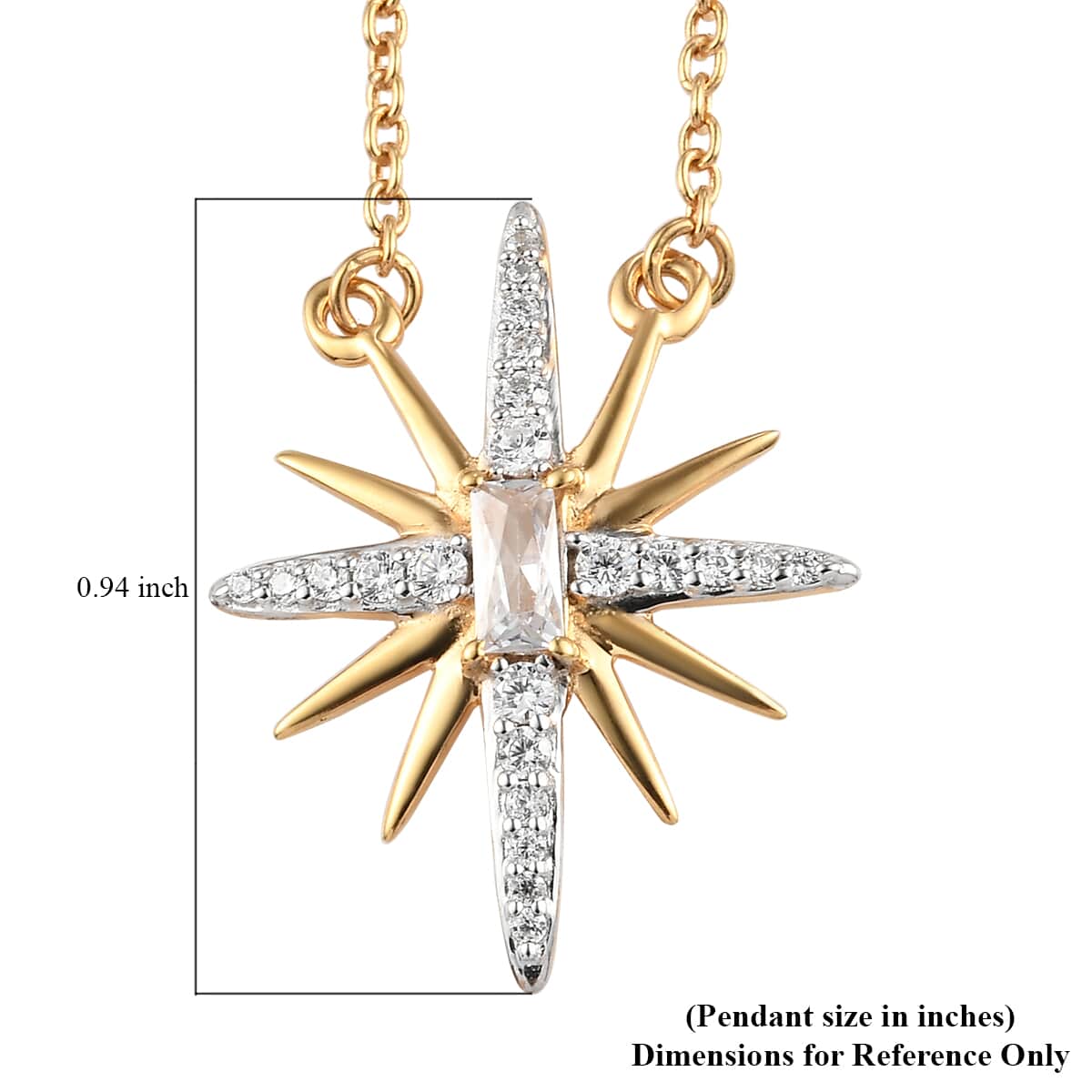 Merry Christmas Jewelry Gift Set with Simulated Diamond Fancy Two-Tone Starburst Necklace 18 Inches 14K Yellow Gold Over Sterling Silver 0.70 ctw image number 6