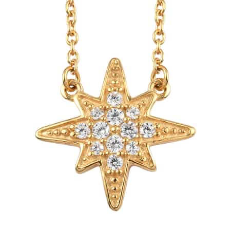 Cheryl Exclusive Pick Merry Christmas Jewelry Gift Set with Simulated Diamond Starburst Necklace 18 Inches in 14K Yellow Gold Over Sterling Silver 0.50 ctw image number 1