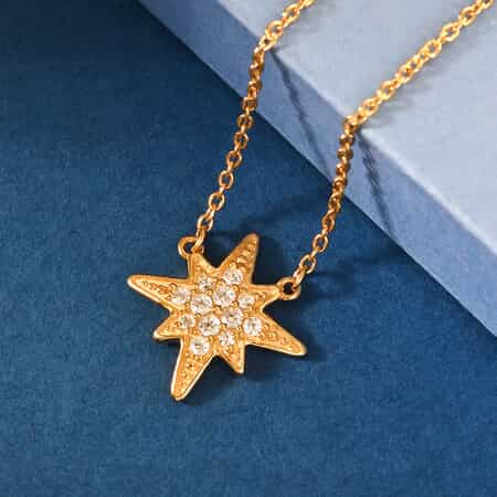 Cheryl Exclusive Pick Merry Christmas Jewelry Gift Set with Simulated Diamond Starburst Necklace 18 Inches in 14K Yellow Gold Over Sterling Silver 0.50 ctw image number 2