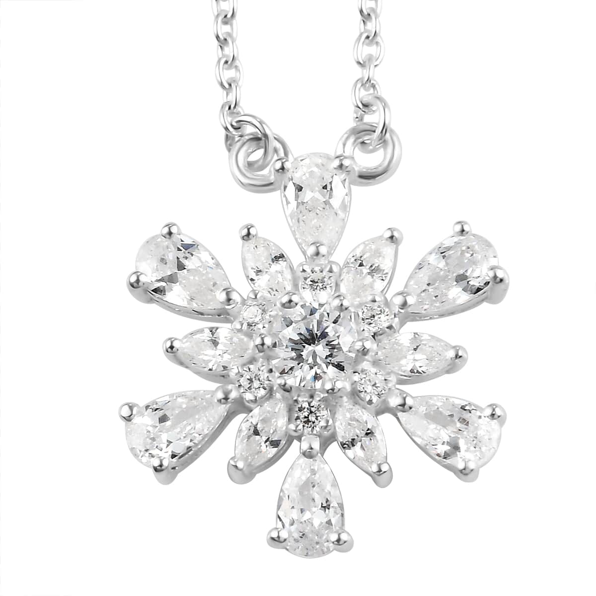 Cheryl Exclusive Pick Merry Christmas Jewelry Gift Set with Simulated Diamond Snowflake Necklace 18 Inches in Sterling Silver 3.30 ctw image number 1