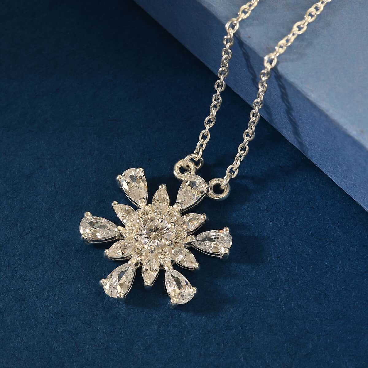 Cheryl Exclusive Pick Merry Christmas Jewelry Gift Set with Simulated Diamond Snowflake Necklace 18 Inches in Sterling Silver 3.30 ctw image number 2