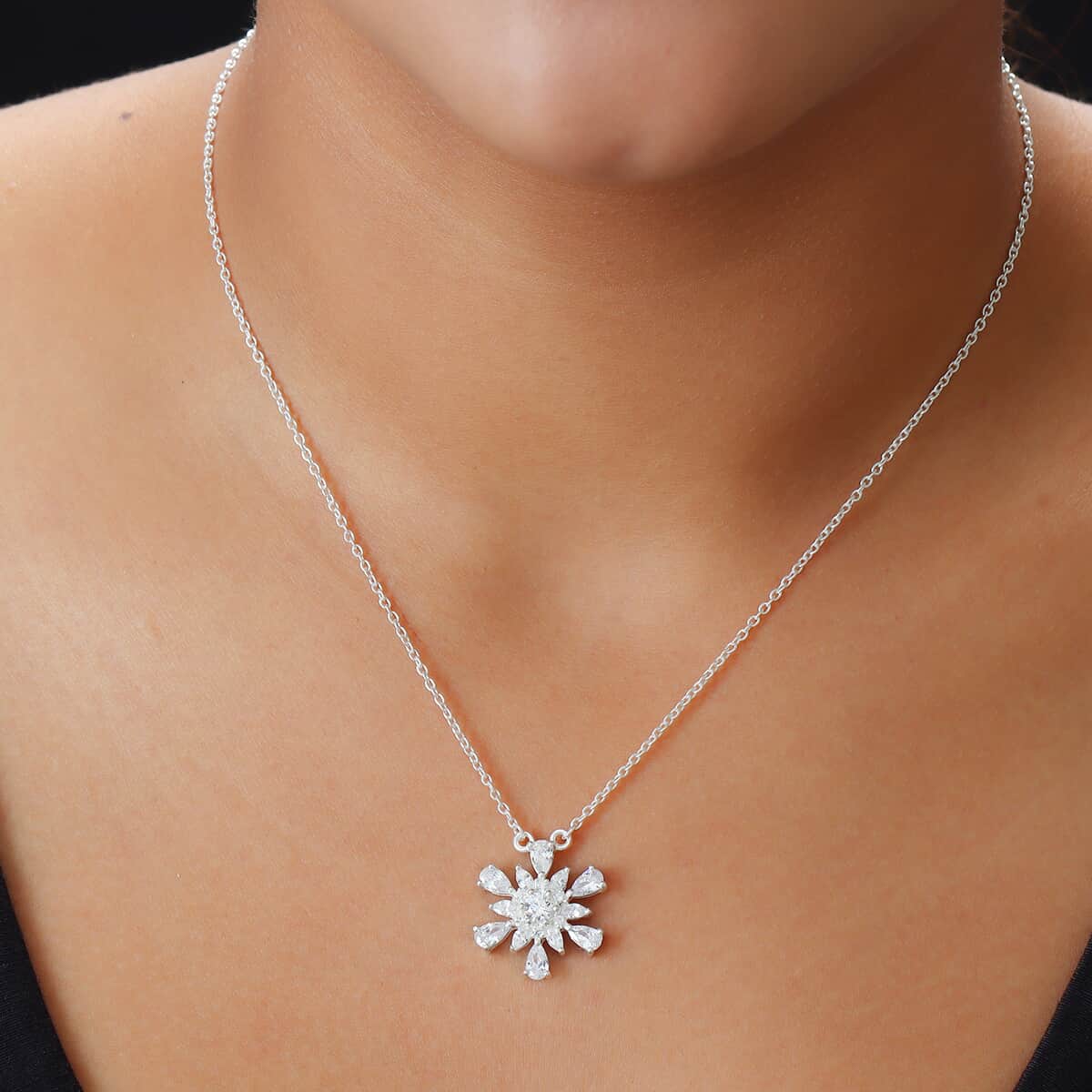 Cheryl Exclusive Pick Merry Christmas Jewelry Gift Set with Simulated Diamond Snowflake Necklace 18 Inches in Sterling Silver 3.30 ctw image number 3