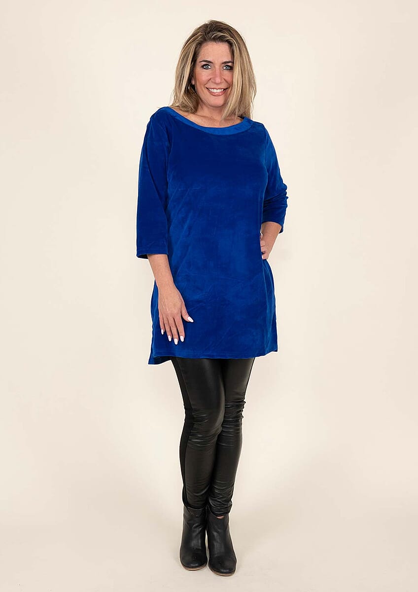 TAMSY Royal Blue Velour Tunic -L image number 0