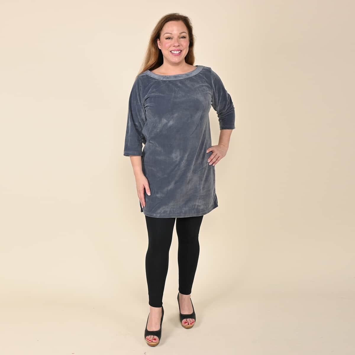 Tamsy Gray Velour Tunic -L image number 0