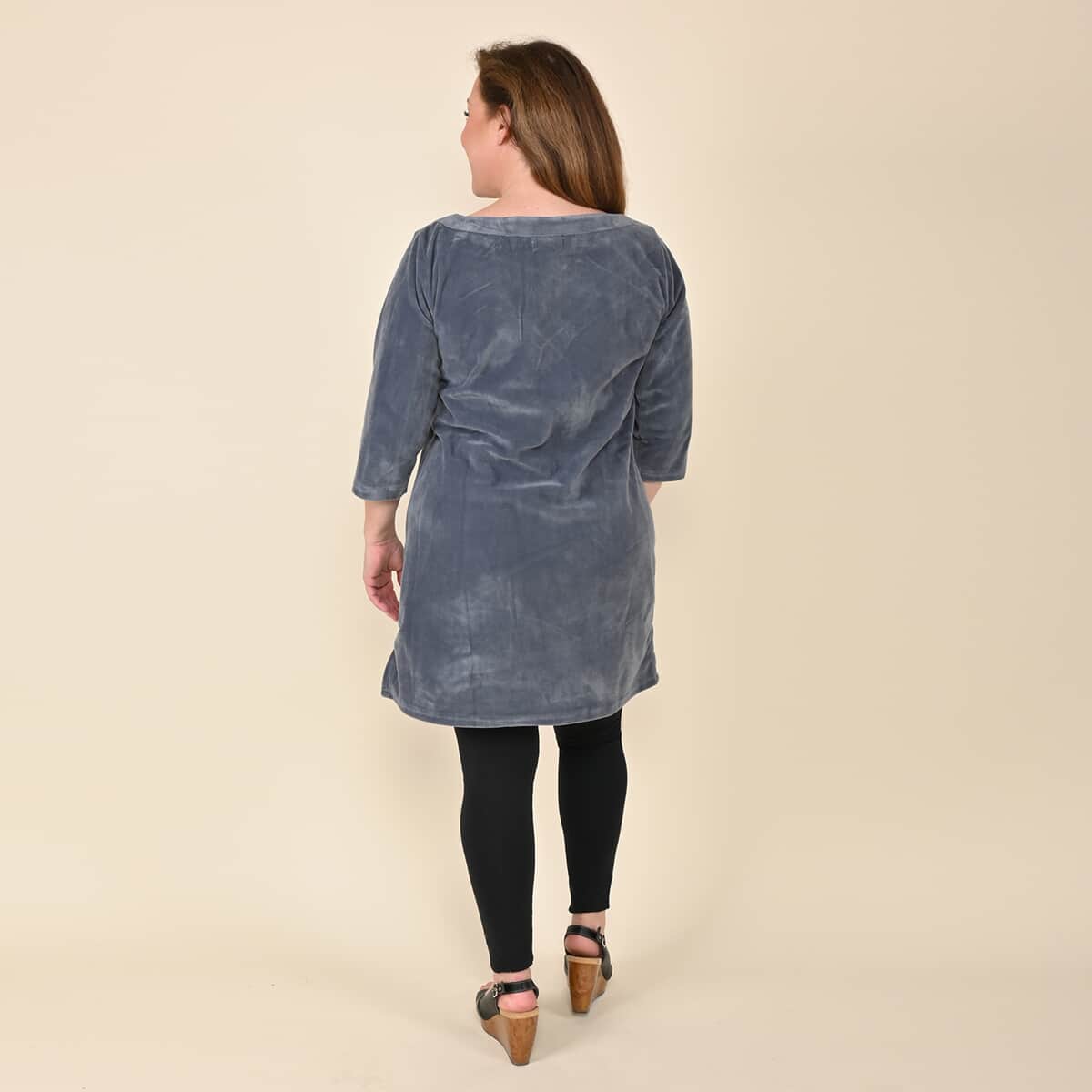 Tamsy Gray Velour Tunic -L image number 1