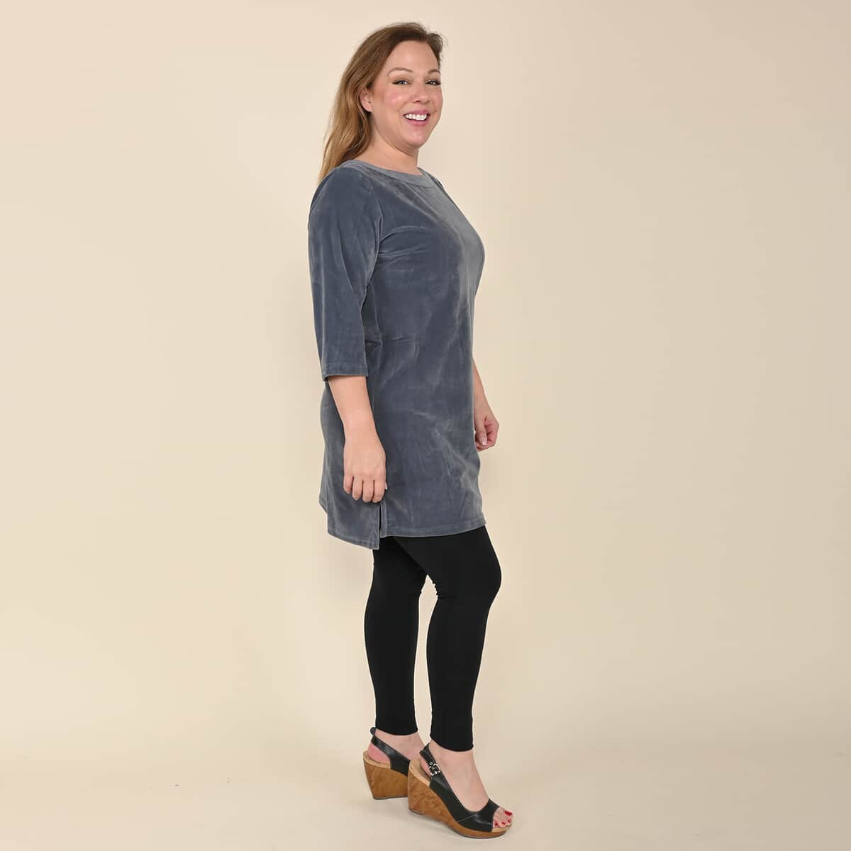 Tamsy Gray Velour Tunic -L image number 2