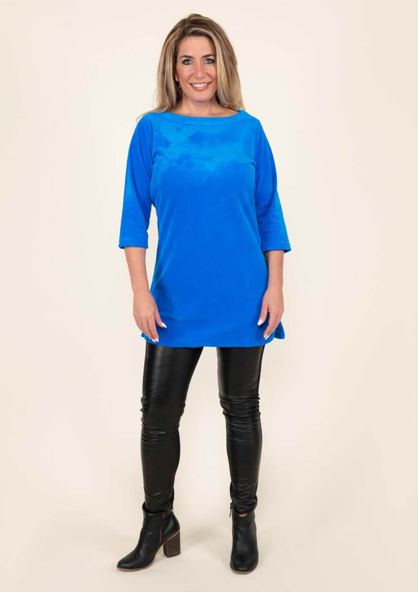 Tamsy Sky Blue Velour Tunic -L image number 0