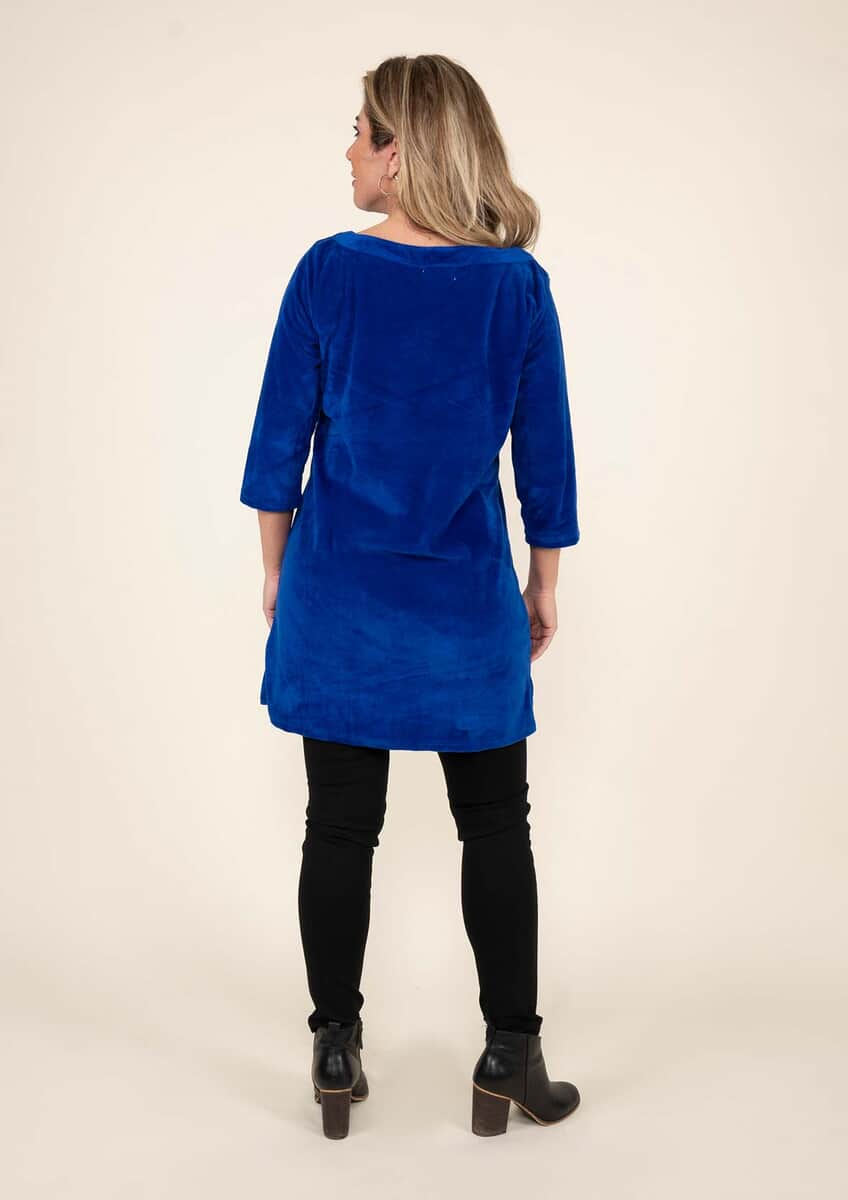 Tamsy Royal Blue Velour Tunic -M image number 1