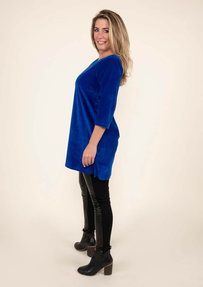 Tamsy Royal Blue Velour Tunic -M image number 2