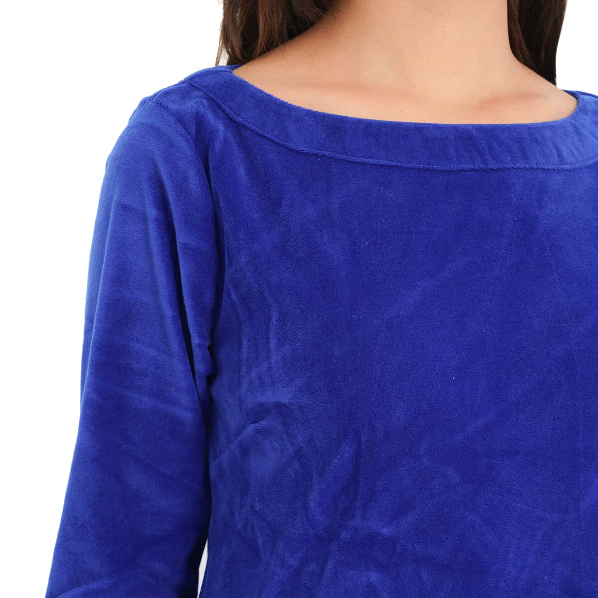 Tamsy Royal Blue Velour Tunic -M image number 4