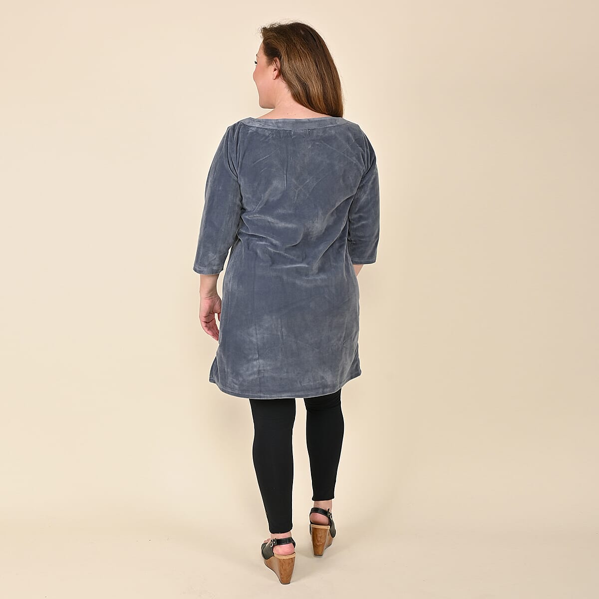 Tamsy Gray Velour Tunic -M image number 1