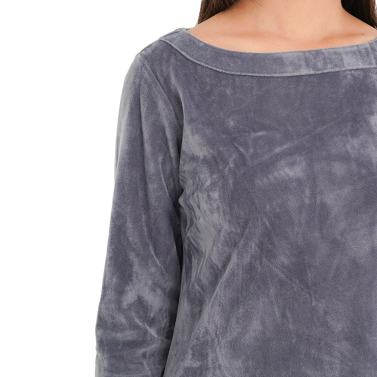 Tamsy Gray Velour Tunic -M image number 4